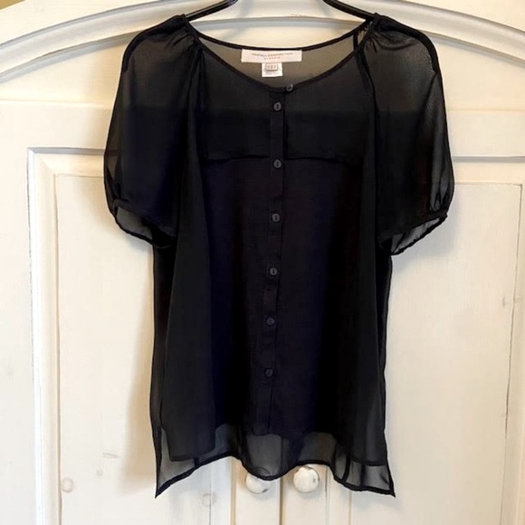 French Connection Classic Sheer / Semi-Sheer Navy Blouse - Picture 1 of 5